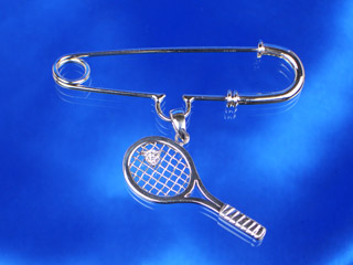 シルバー金具 『テニスラケット』K18WG ダイヤ ピンブローチ - 通販